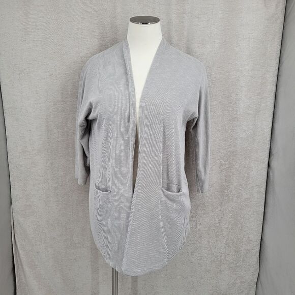 Donni Neutral Ribbed Knit Longline Open Style Cardigan Women's OSFA Minimalist - Picture 7 of 14